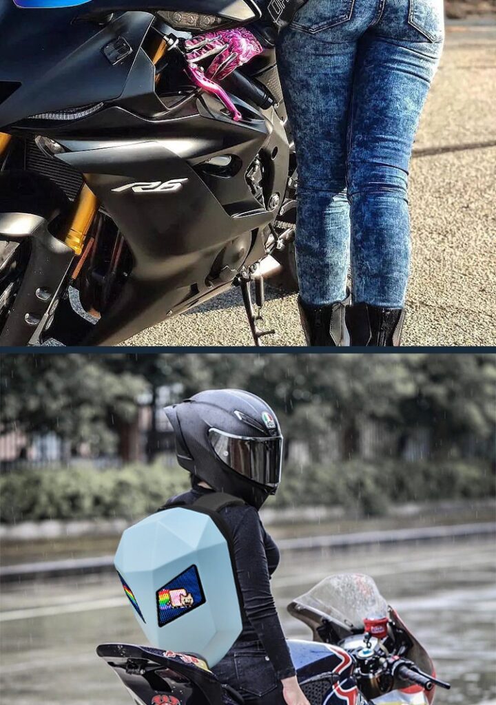 Motorcycle Helmet Hard Shell Waterproof Night Light Backpack