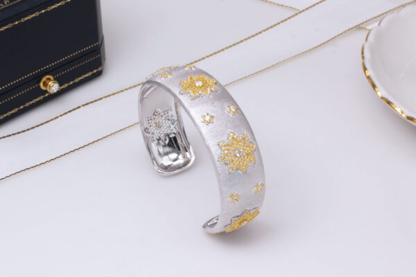 925 Silver Gold Plated Divided Snowflake Bracelet - Image 4