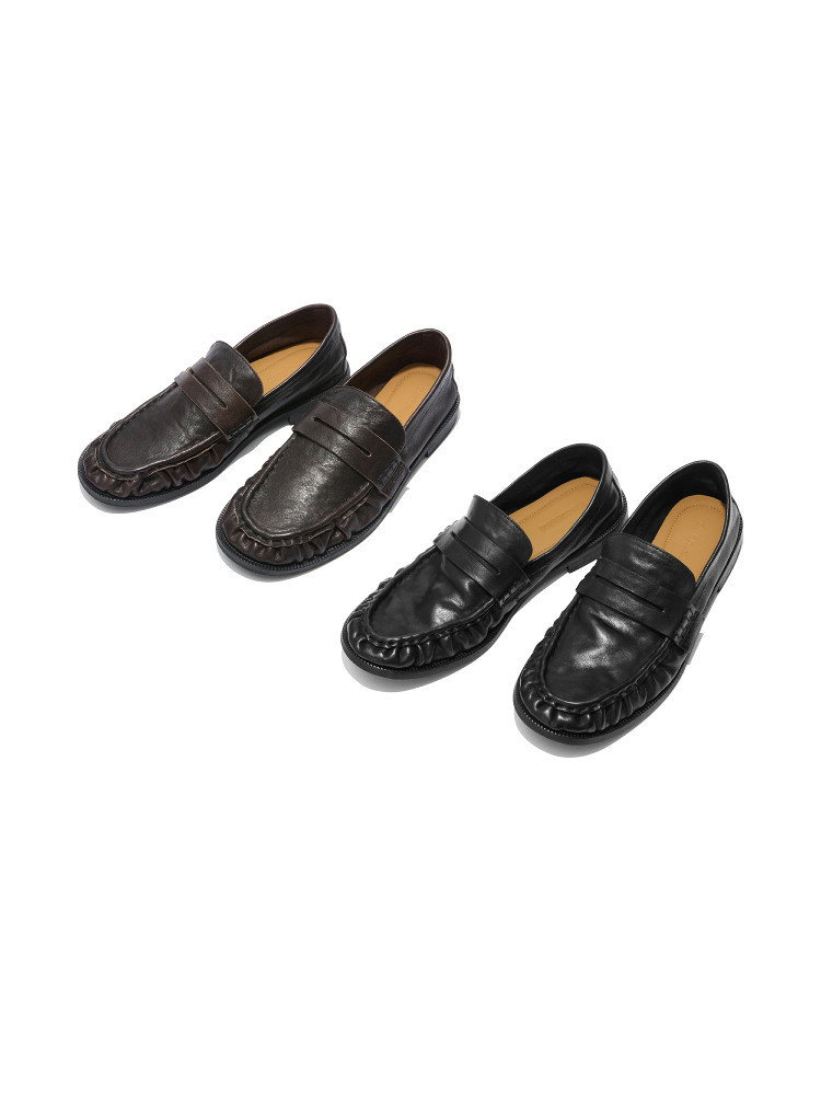 Mapi Neri Soft Crinkled Washed Leather Loafers
