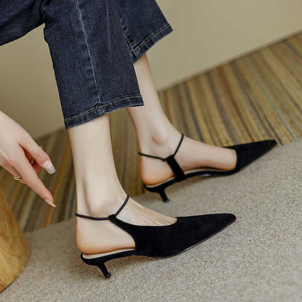 Genuine Leather Semi-toe Box All-match Sandals Summer New Niche Hollow High Heels - Image 14