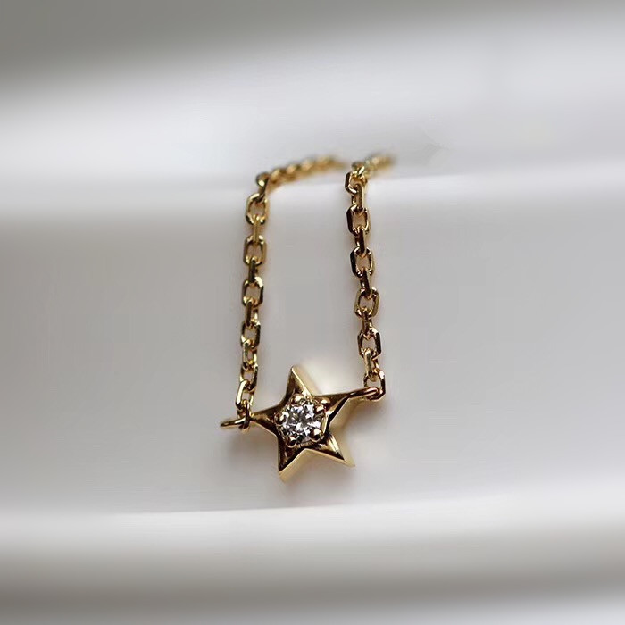 18K Pure Gold Ring Diamond Chain Ring - Image 5