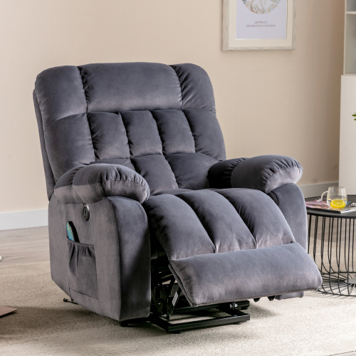 Electric Power Lift Recliner Chair Sofa With Massage And Heat For Elderly 2 Side Pockets USB Ports Single Recliner Chairs For Living Room Overstuffed Breathable Fabric Reclining - Image 9