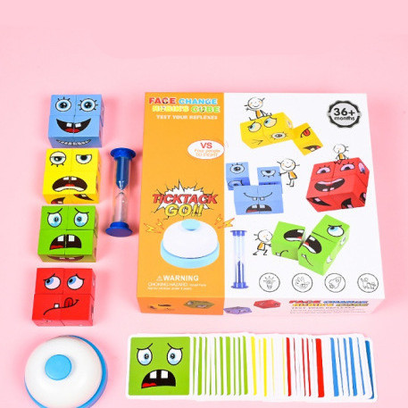 Wooden Expressions Toy Wooden Magic Cube Face Pattern Building Blocks Educational Montessori Toys Wooden Matching Block Puzzles - Image 8