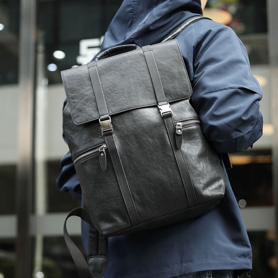 Business Commuting Cowhide Large Capacity Backpack - Image 1