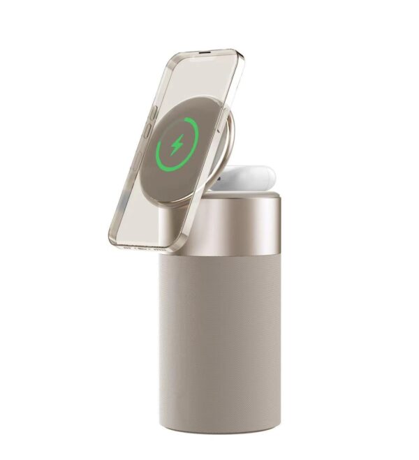 3 In 1 Multi-Function IPhone And AirPods Wireless Charger Portable Bluetooth Speaker With Touch Lamp For Home And Office - Image 4