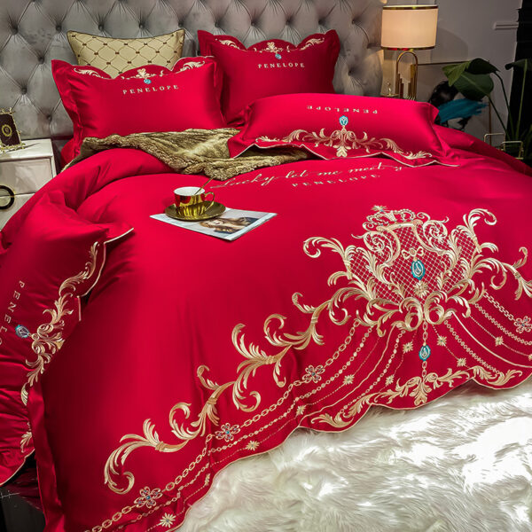 Ice Silk Quilt Sets Bed Sheets Bedding Four-piece Set - Image 96