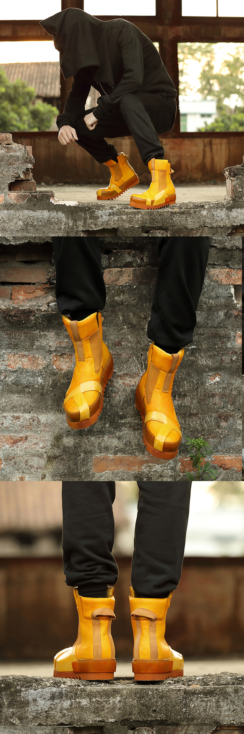 Design Leather Handmade Retro Thick Soled Heightening Casual Shoes - Image 24