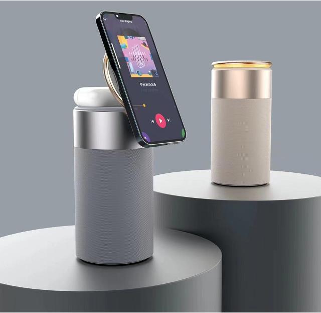 3 In 1 Multi-Function IPhone And AirPods Wireless Charger Portable Bluetooth Speaker With Touch Lamp For Home And Office - Image 1