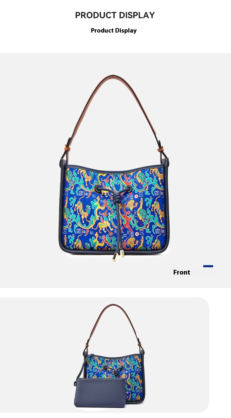 Light Luxury National Style Genuine Leather Underarm Bag Large Capacity - Image 14