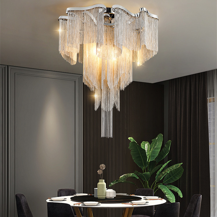 Nordic Light Luxury Tassel Aluminum Chain Living Room Ceiling - Image 1