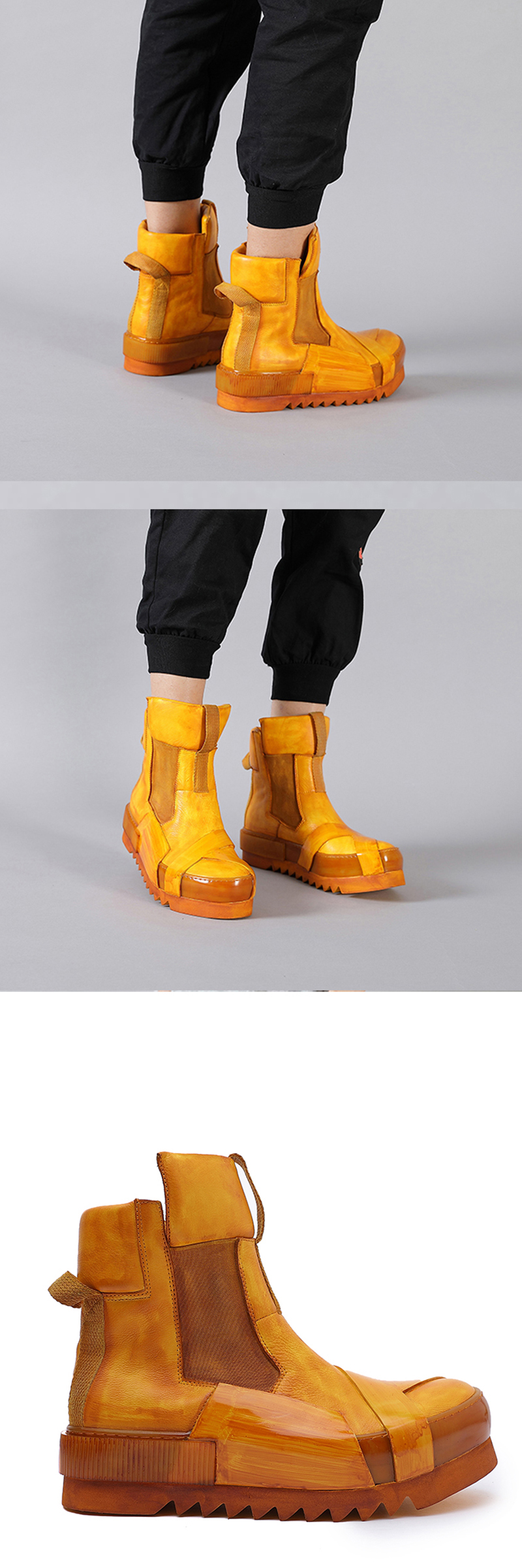 Design Leather Handmade Retro Thick Soled Heightening Casual Shoes - Image 18