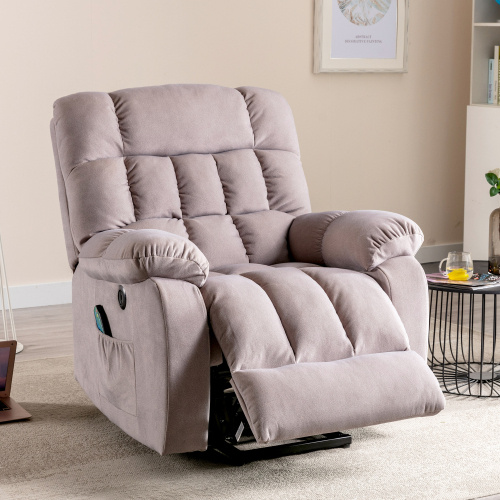 Electric Power Lift Recliner Chair Sofa With Massage And Heat For Elderly 2 Side Pockets USB Ports Single Recliner Chairs For Living Room Overstuffed Breathable Fabric Reclining - Image 6