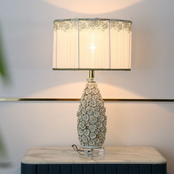 European-style Living Roomstudy Rose-gold-trimmed Remote-controlled Ceramic Table Lamp - Image 7