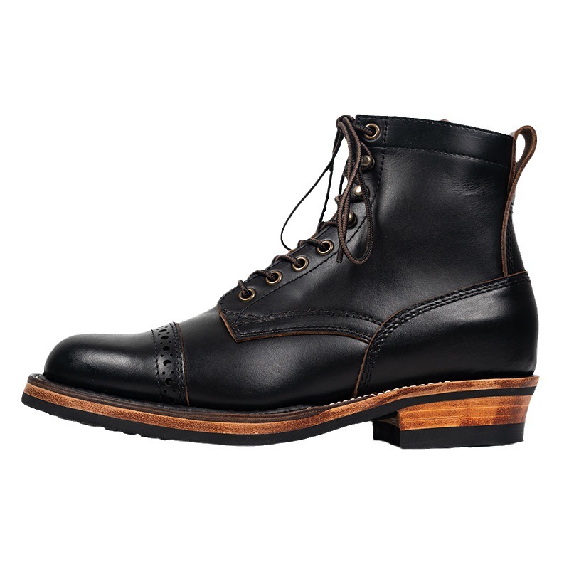 Tooling First Layer Cowhide Fall Winter Men Genuine Leather Boots - Image 3