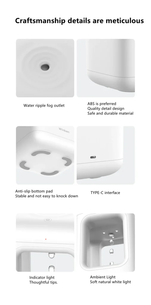 New Air Humidifier Home Quiet Bedroom Anti-Gravity Water Drop Humidifier Atmosphere Light