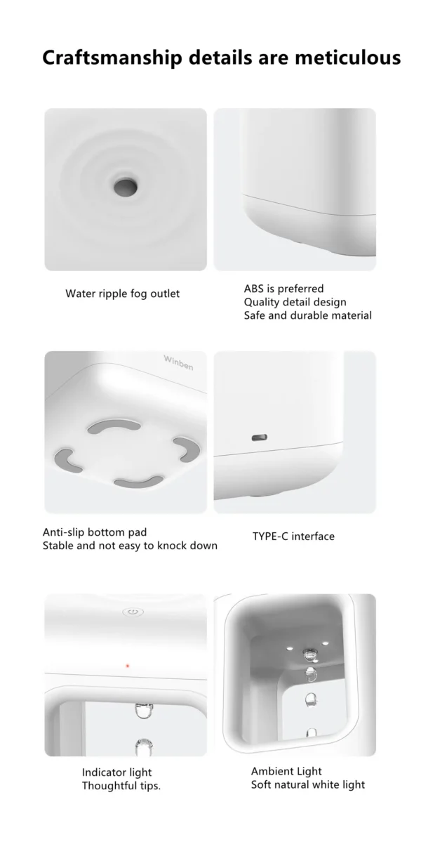 New Air Humidifier Home Quiet Bedroom Anti-Gravity Water Drop Humidifier Atmosphere Light - Image 10