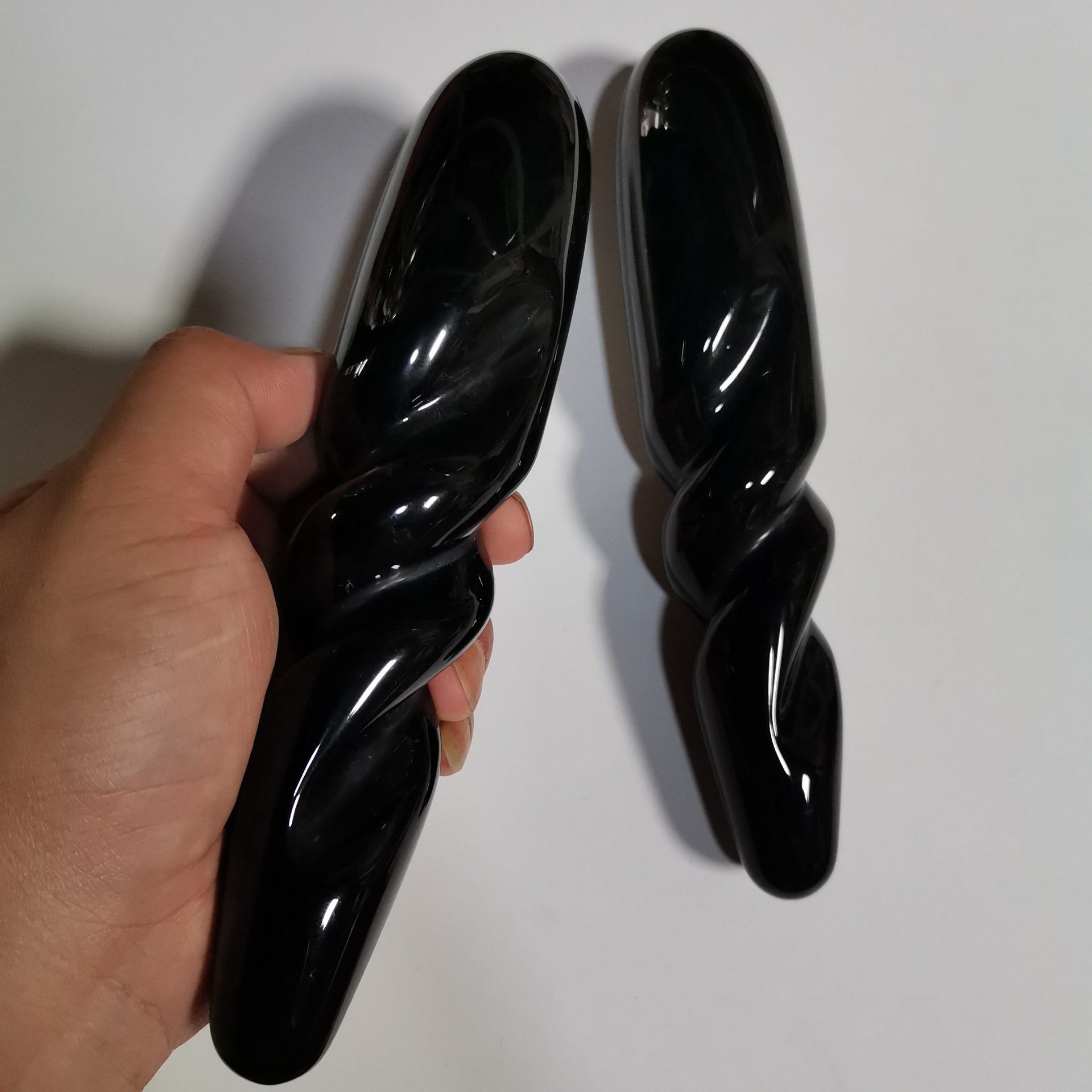 Natural Obsidian Polished Massage Stick For Acupressure And Point Stimulation - Image 1