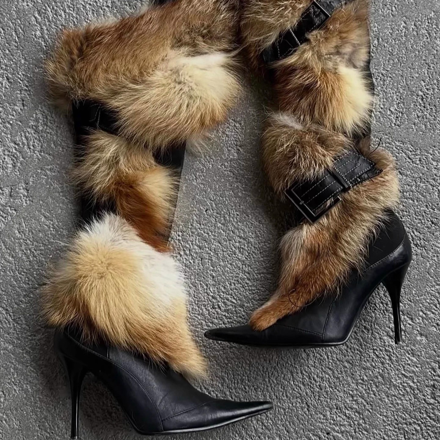 Trendy Y2K-style Fluffy Stiletto Thigh-high Boots - Image 2