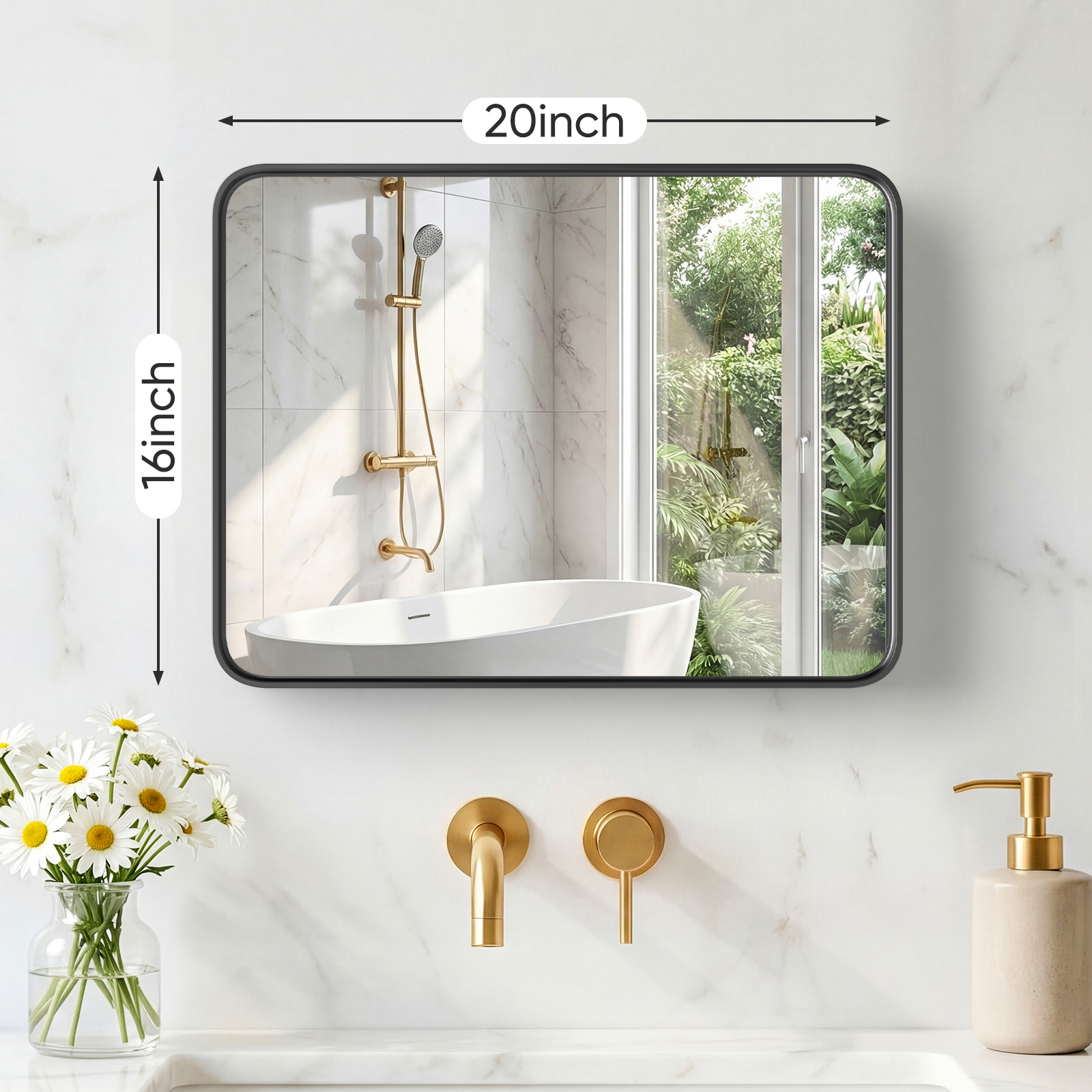 Wall Mirror With Rectangular Metal Frame - Image 1