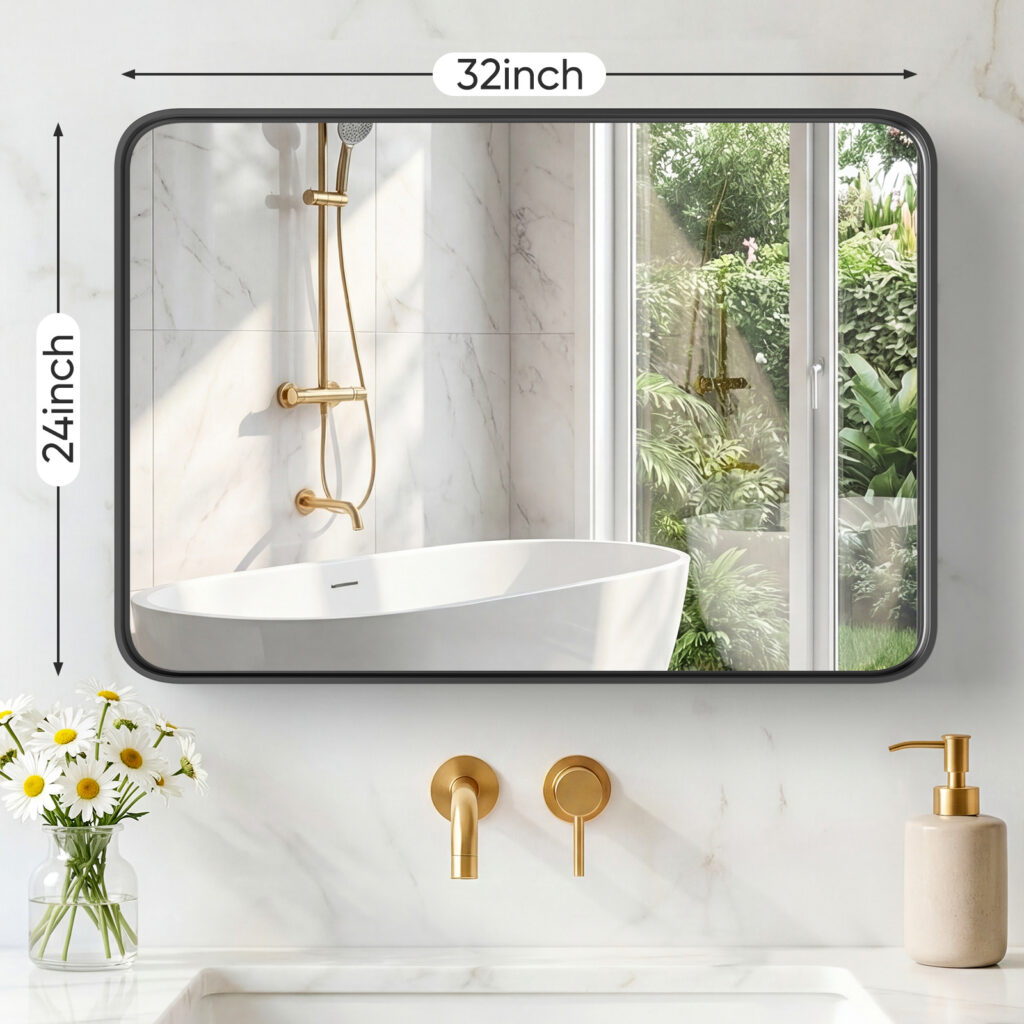Wall Mirror With Rectangular Metal Frame