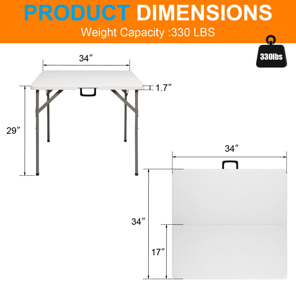 34inch Foldable Square Table