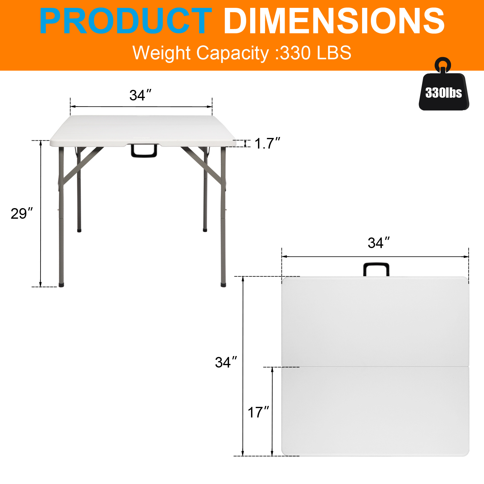34inch Foldable Square Table - Image 2