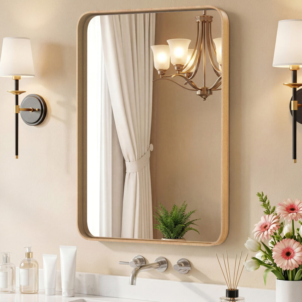 Wall Mirror With Rectangular Metal Frame