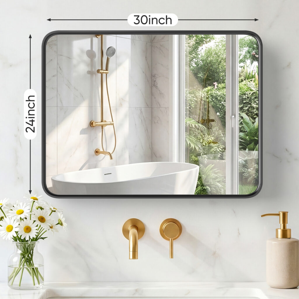 Wall Mirror With Rectangular Metal Frame