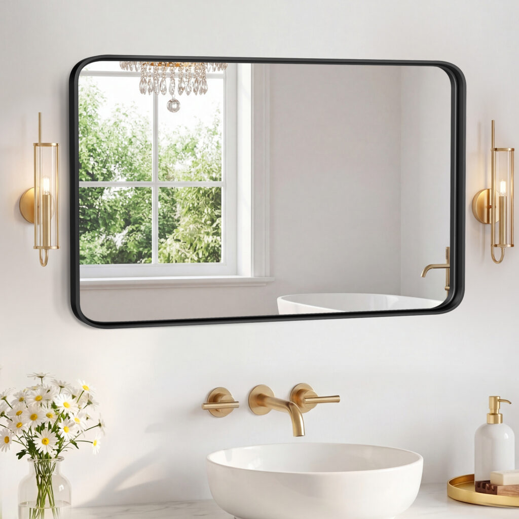 Wall Mirror With Rectangular Metal Frame