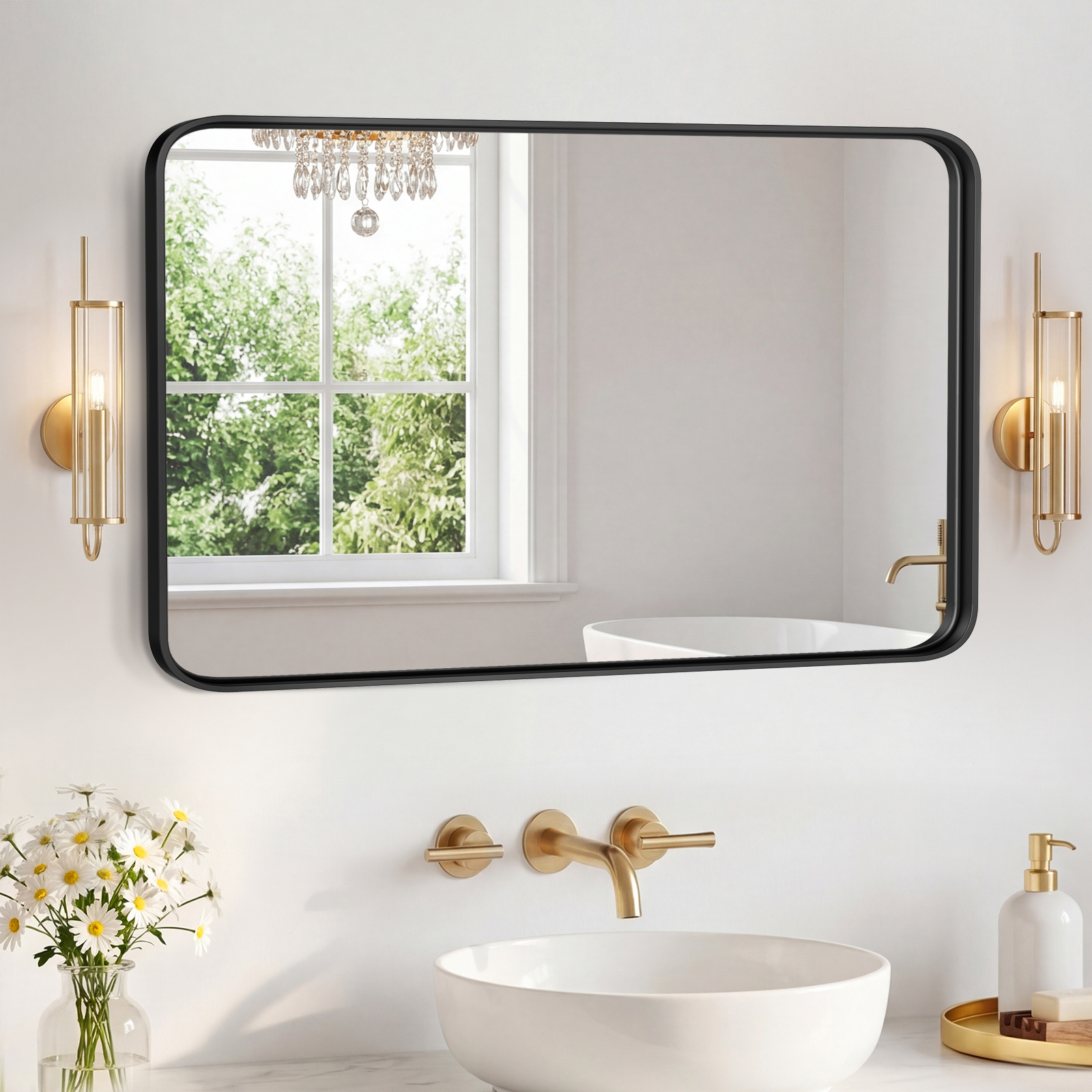 Wall Mirror With Rectangular Metal Frame - Image 3