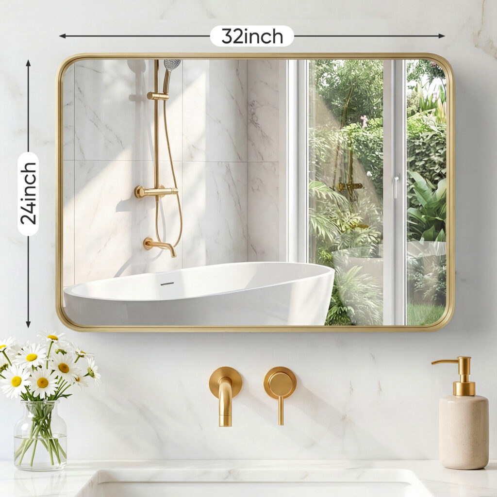 Wall Mirror With Rectangular Metal Frame