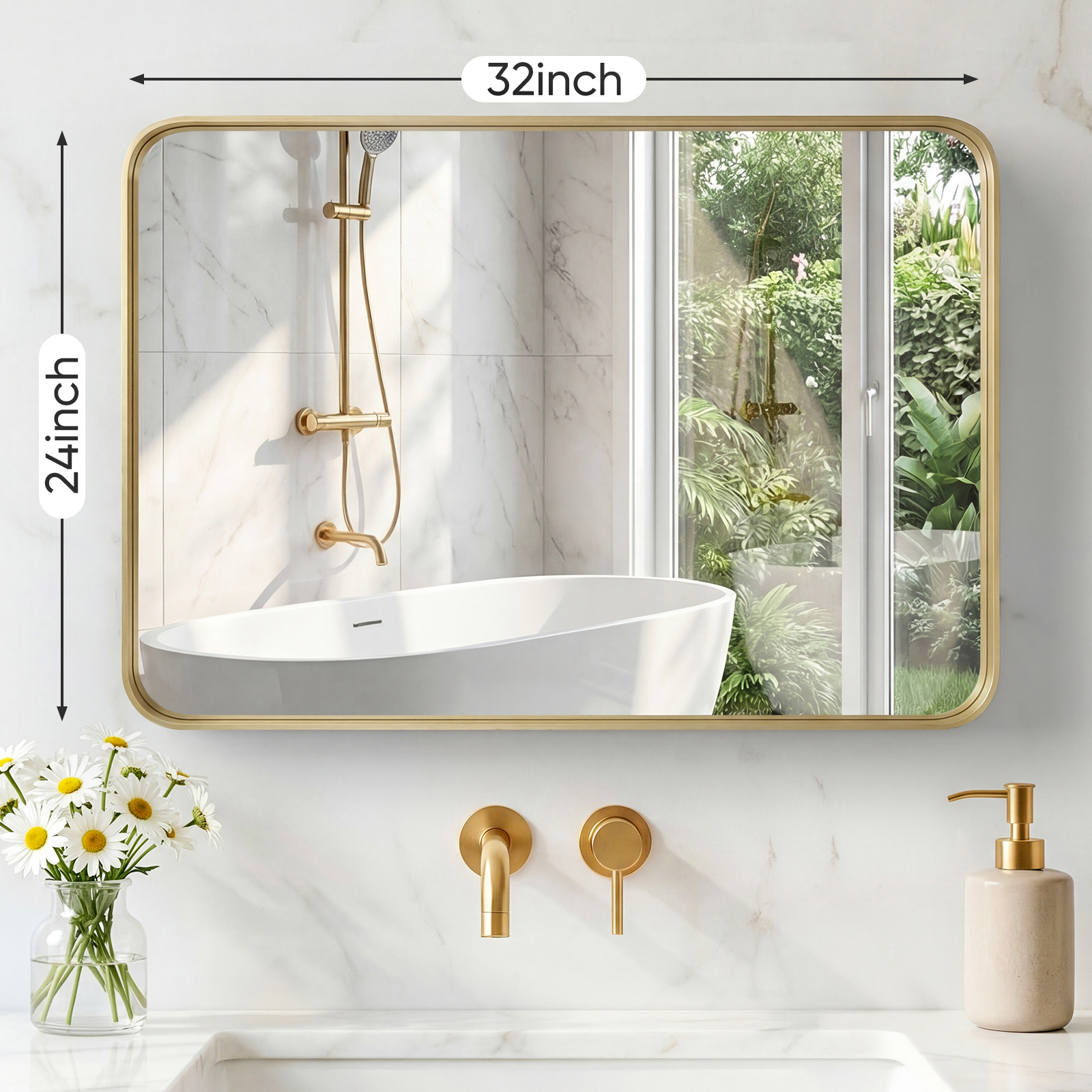 Wall Mirror With Rectangular Metal Frame - Image 18
