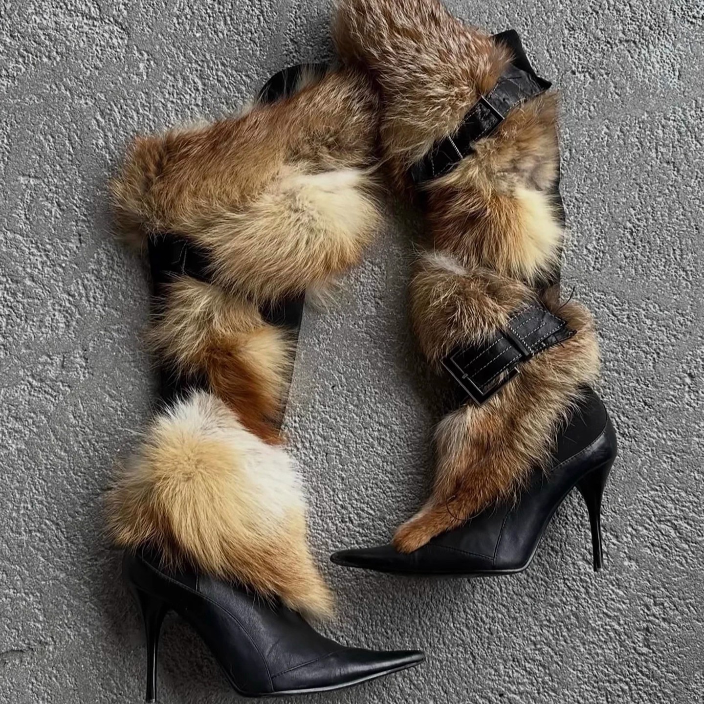 Trendy Y2K-style Fluffy Stiletto Thigh-high Boots - Image 1