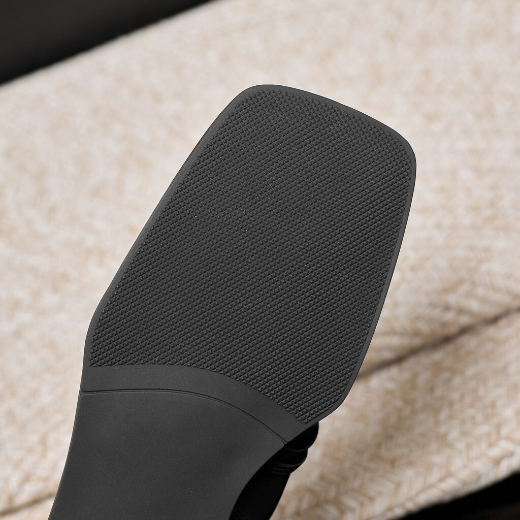 Women's Full-Grain Calfskin Square Toe Mules, Handmade Leather Slip-On Low Heel Slides