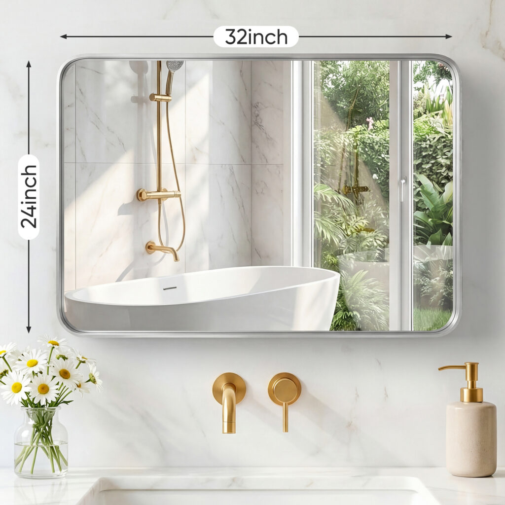 Wall Mirror With Rectangular Metal Frame