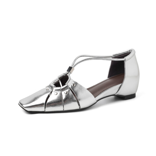 Handcrafted Full-Grain Leather Cage Sandals, Women's Vintage Woven Square Toe T-Strap Flats - Image 27