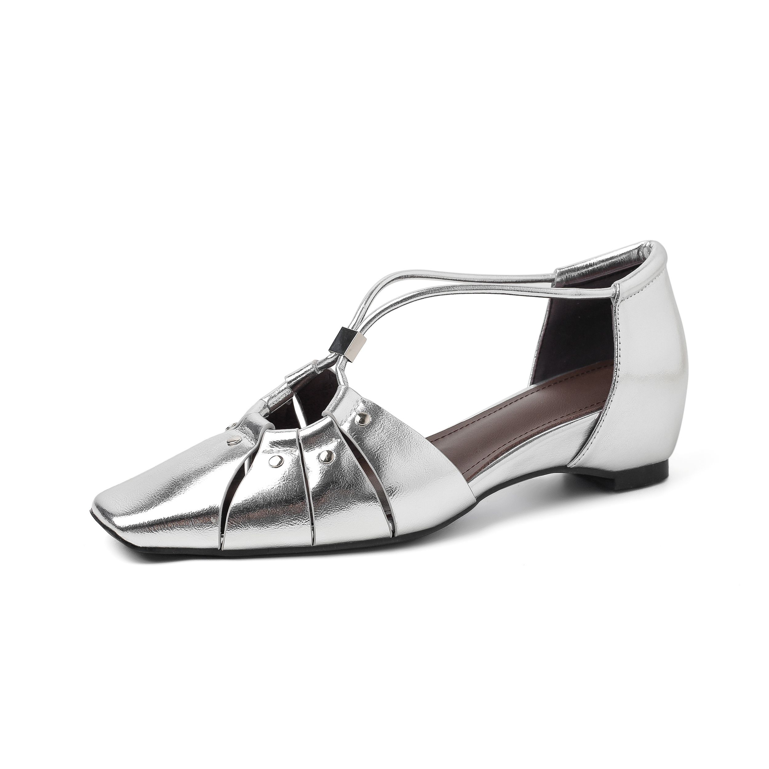 Handcrafted Full-Grain Leather Cage Sandals, Women's Vintage Woven Square Toe T-Strap Flats - Image 9