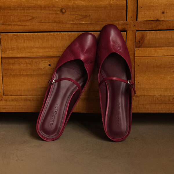 Women's Washed Full Grain Leather Mary Jane Mules, Low Heel Square Toe Slide Sandals - Image 6