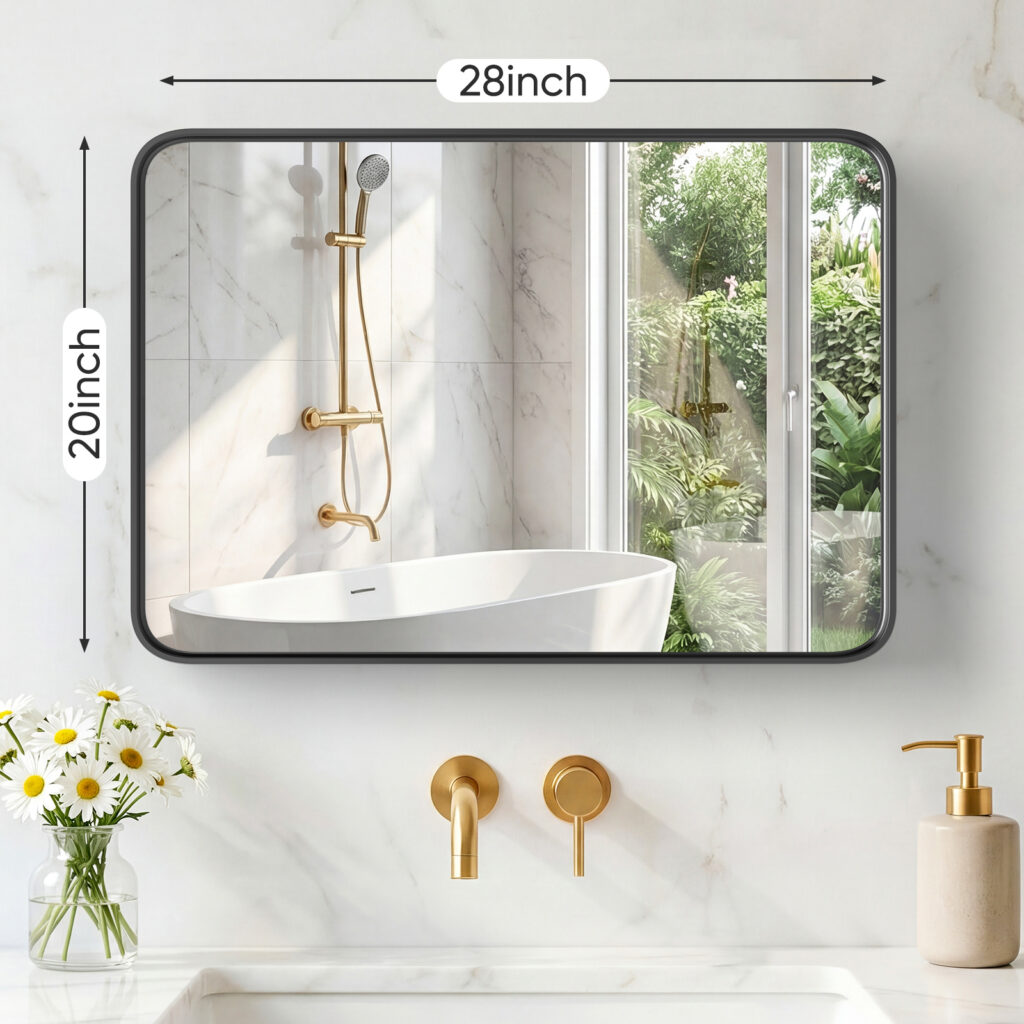 Wall Mirror With Rectangular Metal Frame