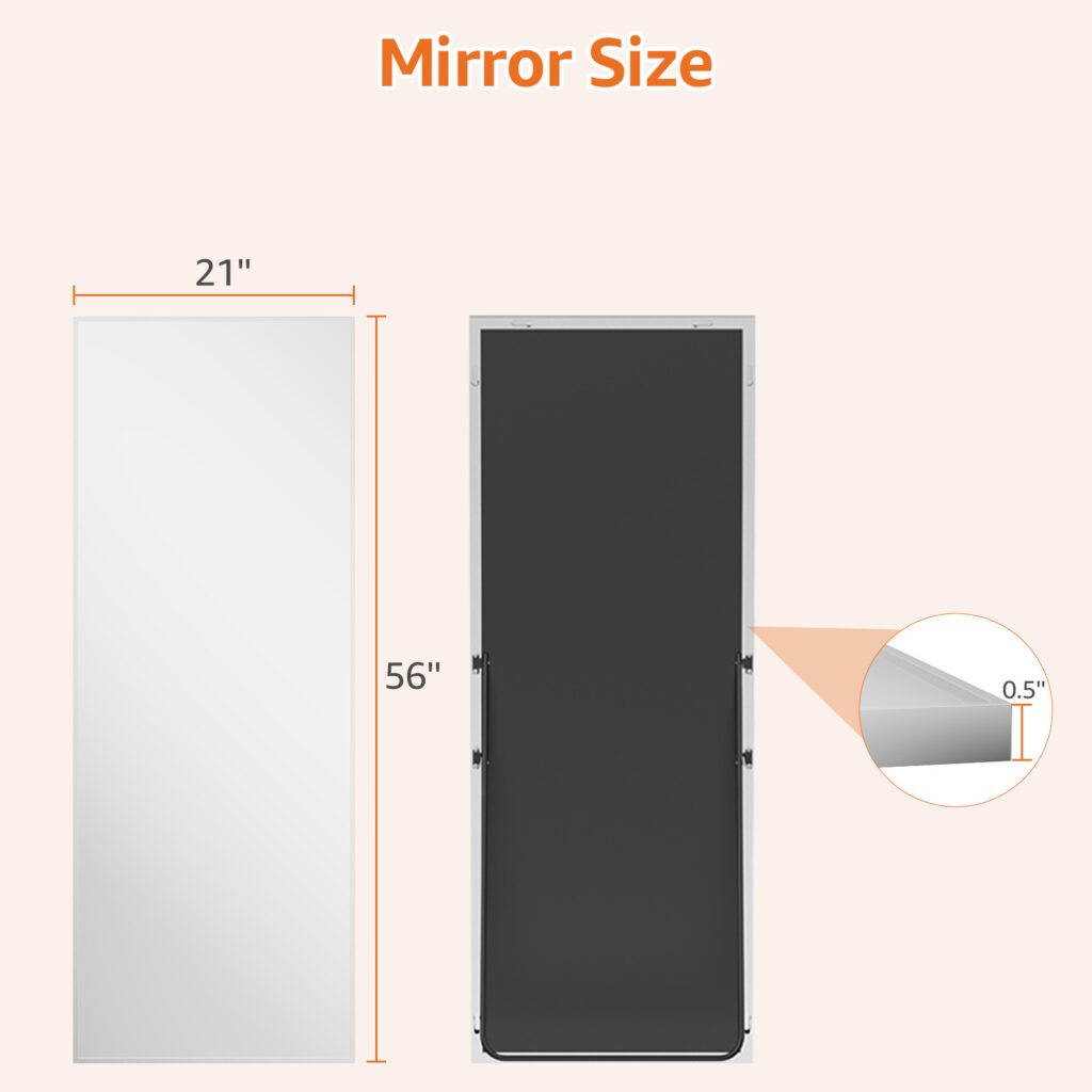 Rectangle Full Body Mirror, Full Length Standing Mirror, Hanging Or Leaning, For Home