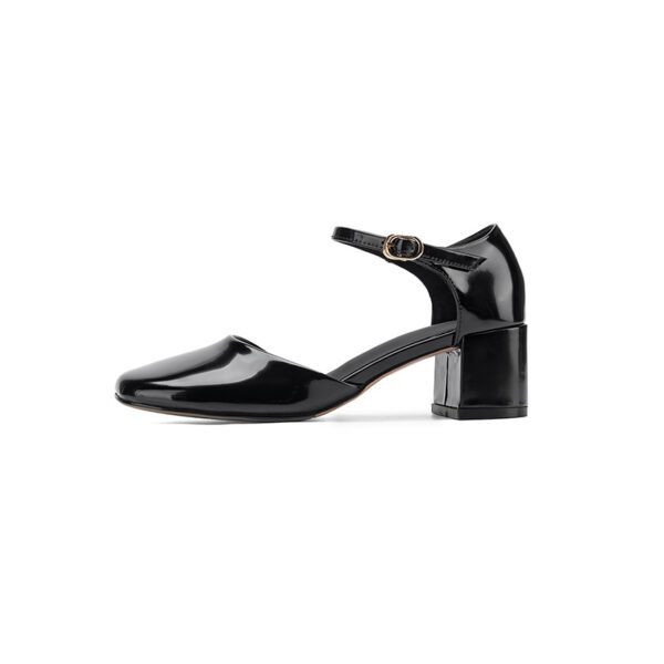 Women's Full-Grain Cowhide Mary Jane Block Heel Sandals, Handmade Leather Square Toe Heels - Image 17