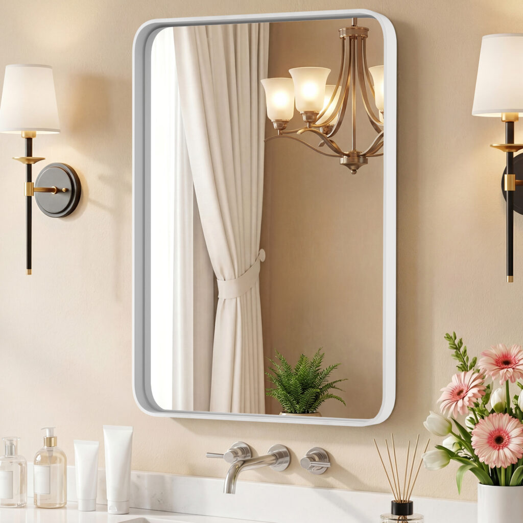 Wall Mirror With Rectangular Metal Frame