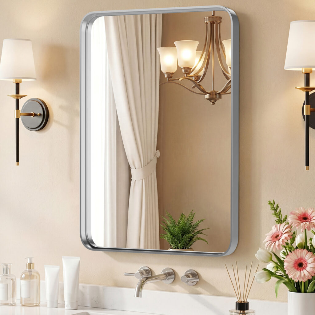 Wall Mirror With Rectangular Metal Frame