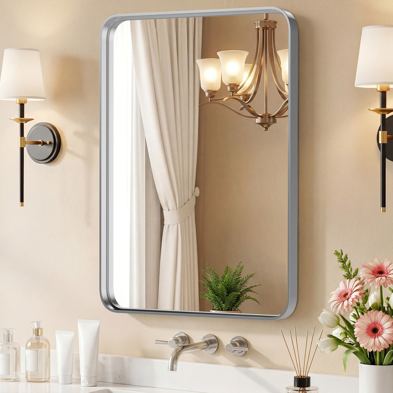 Wall Mirror With Rectangular Metal Frame - Image 5