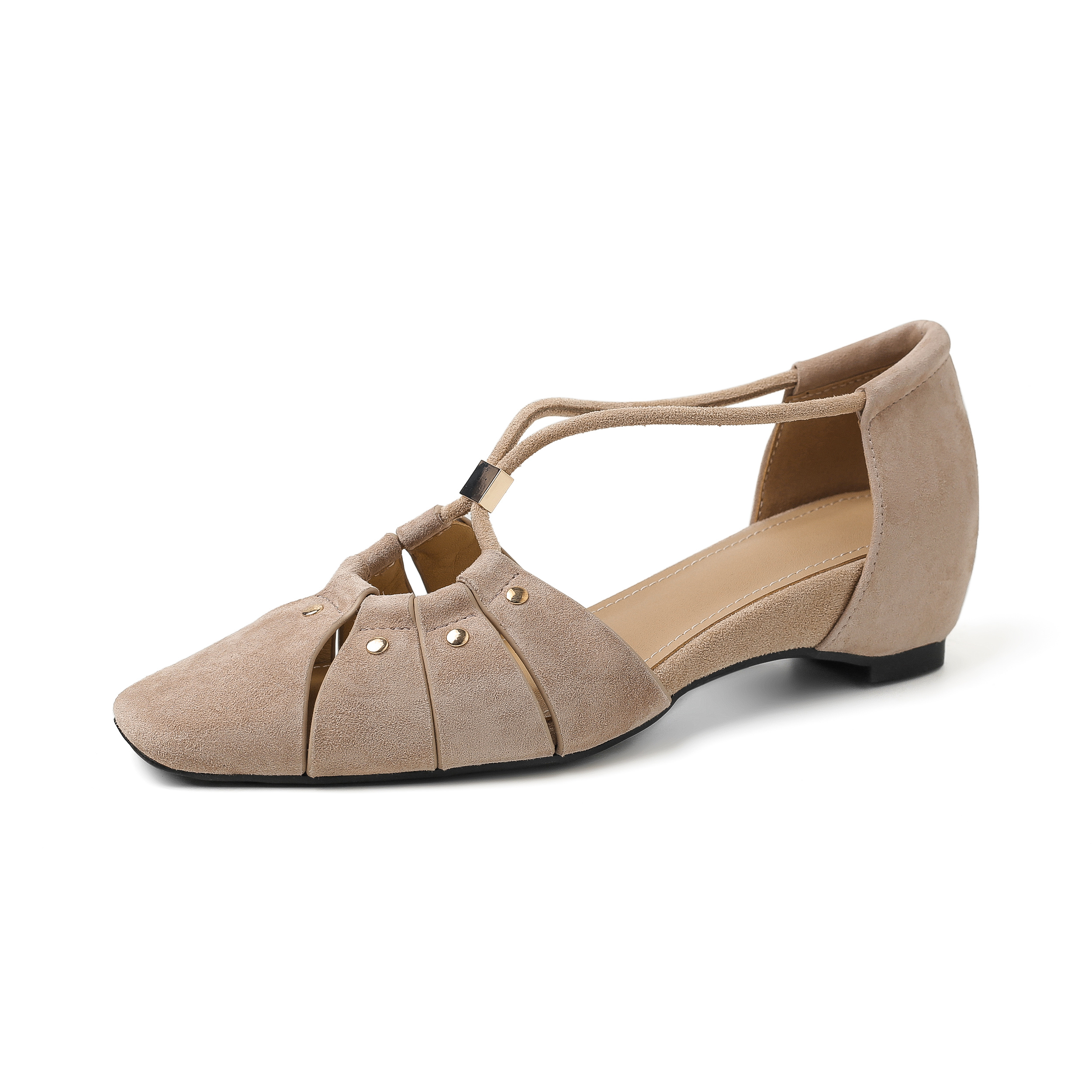 Handcrafted Full-Grain Leather Cage Sandals, Women's Vintage Woven Square Toe T-Strap Flats - Image 12