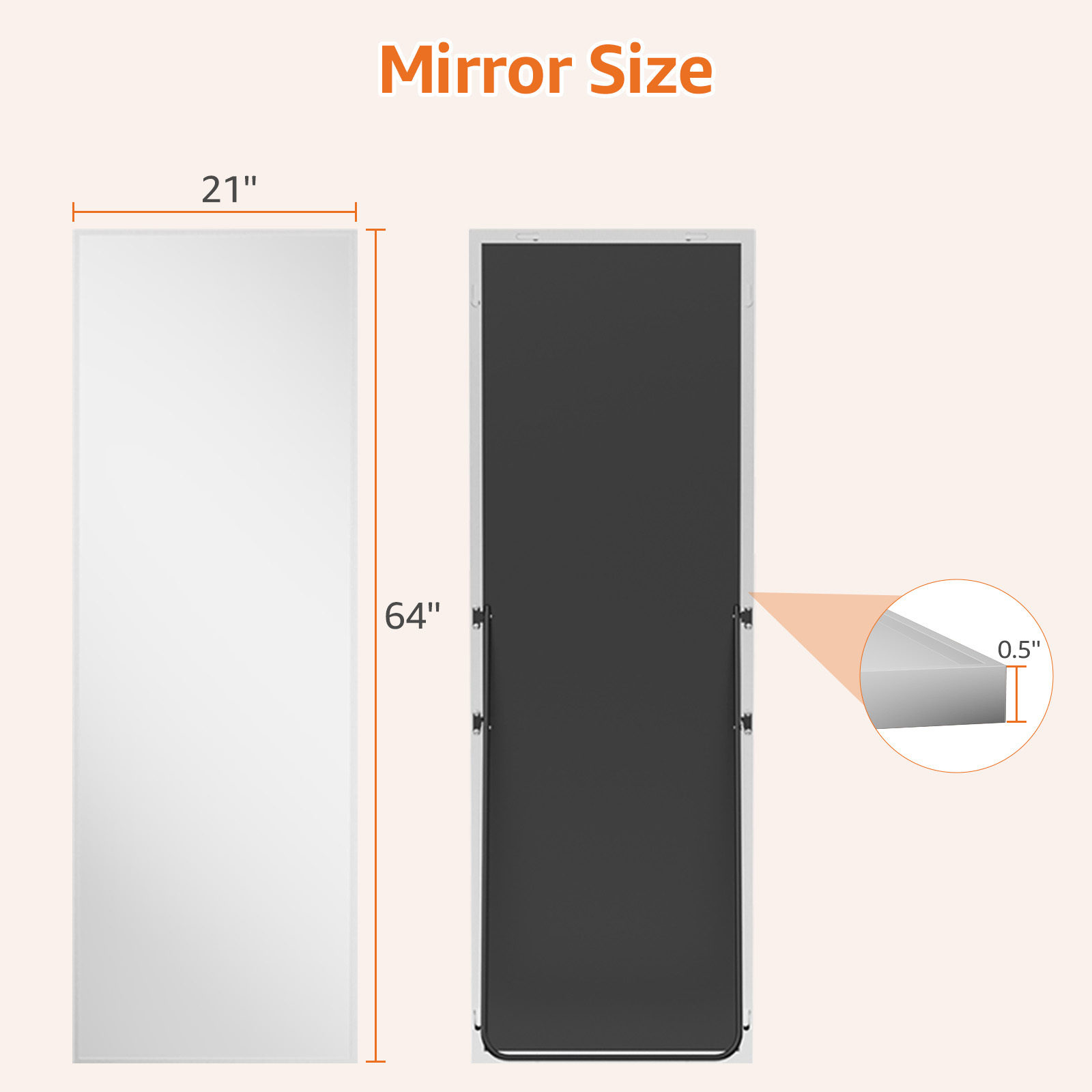 Rectangle Full Body Mirror, Full Length Standing Mirror, Hanging Or Leaning, For Home - Image 2
