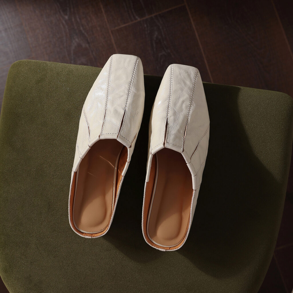 Minimalist Handcrafted Washed Leather Mules, Women's Full-Grain Cowhide Square Toe Backless Shoes