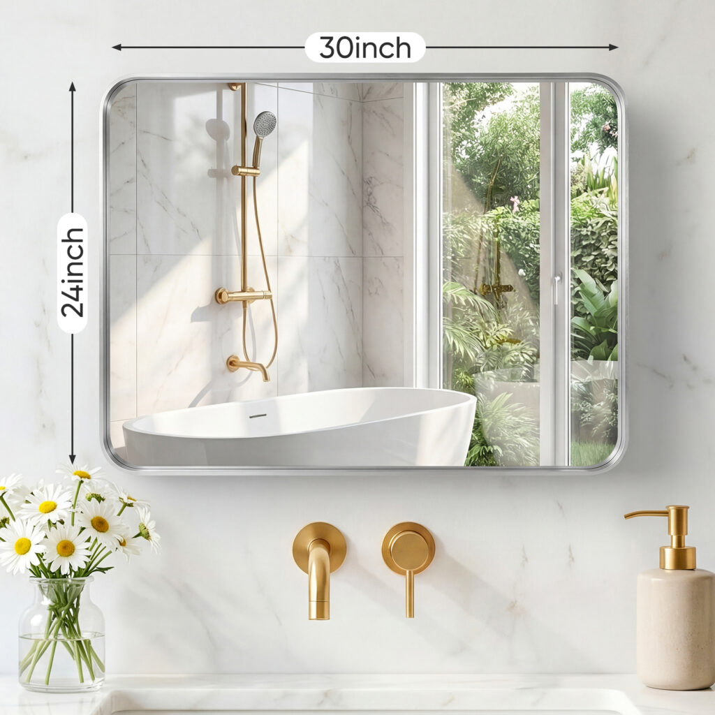 Wall Mirror With Rectangular Metal Frame