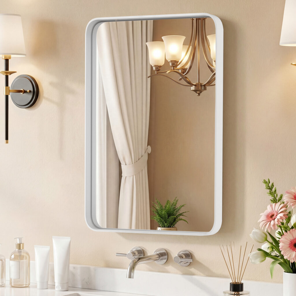 Wall Mirror With Rectangular Metal Frame