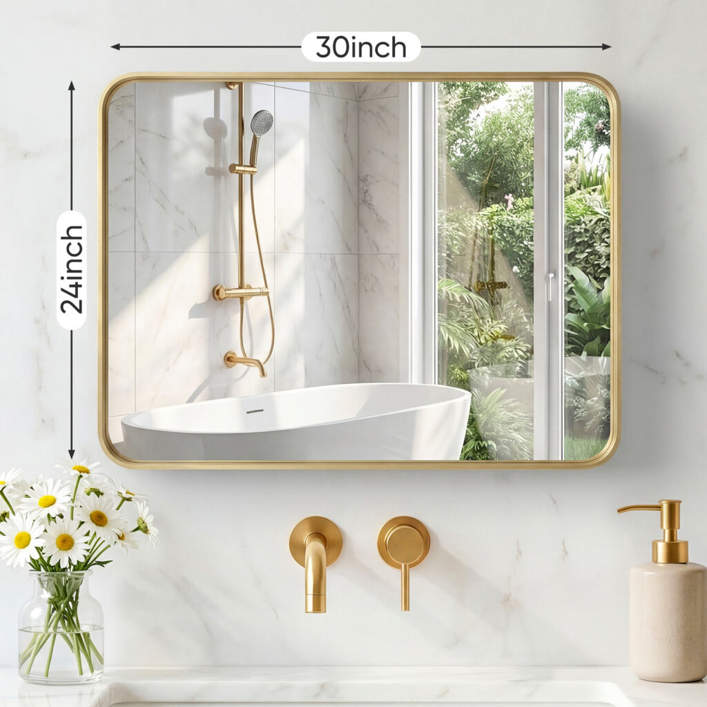 Wall Mirror With Rectangular Metal Frame